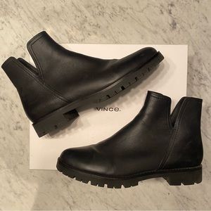 Vince Black Lug Sole Water Resistant Boots Size 9